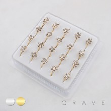 MULTI CZ FLOWER 316L SURGICAL STEEL NOSE HOOP NOSE RING BOX